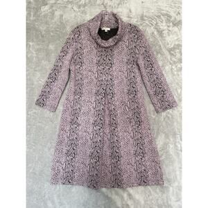 Tyler Boe Cowl Neck Sweater Dress Womens XS Pink Black Snake Print Pockets